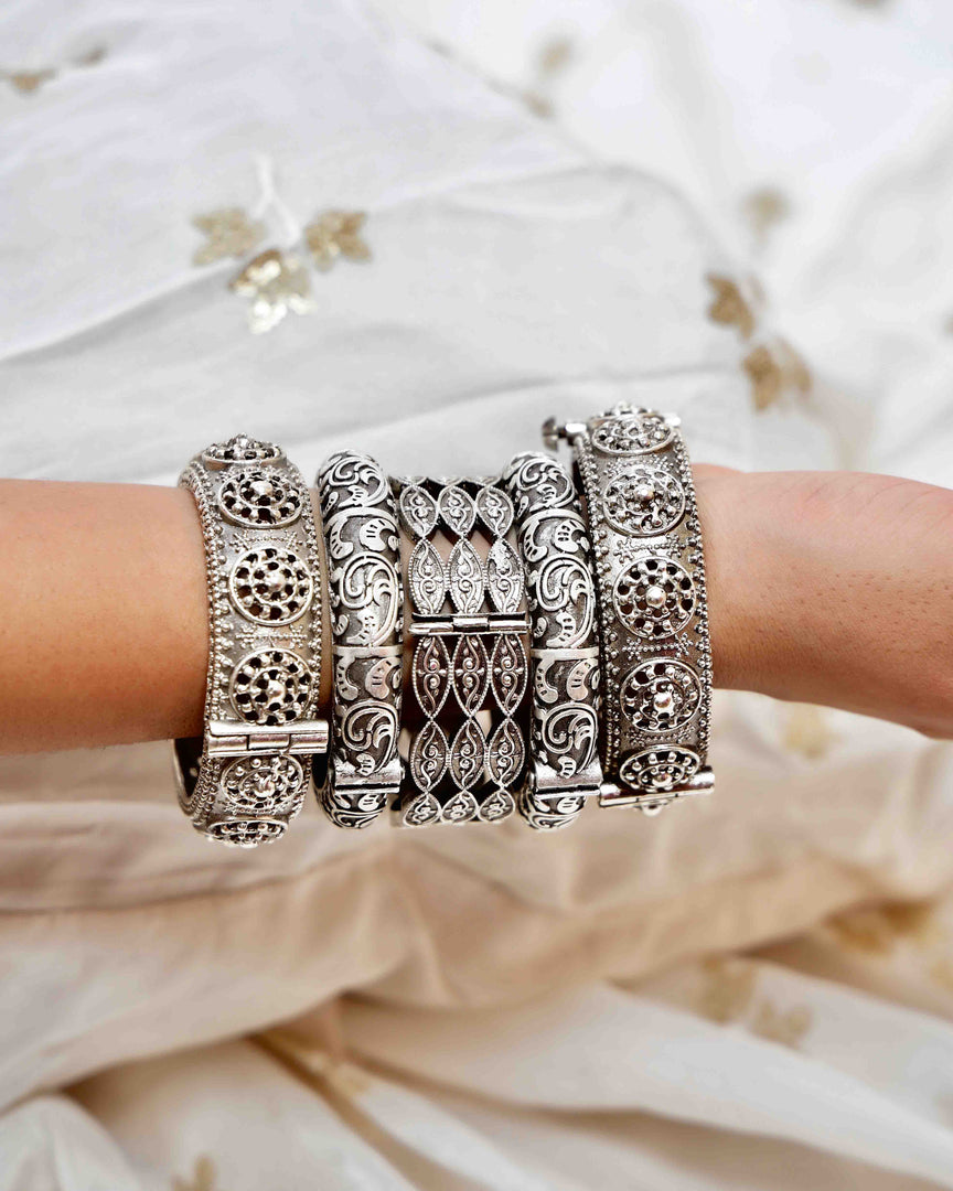Meher Silver Lookalike Bangle Stack