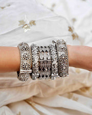Meher Silver Lookalike Bangle Stack