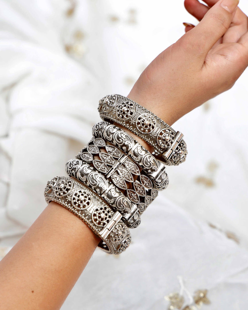 Meher Silver Lookalike Bangle Stack