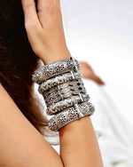 Load image into Gallery viewer, Meher Silver Lookalike Bangle Stack