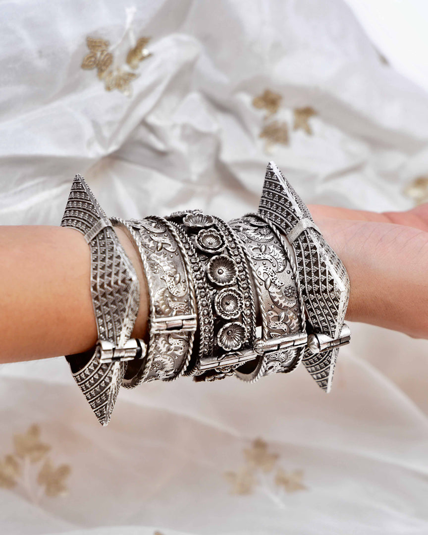 Ragini Silver Lookalike Bangle Stack