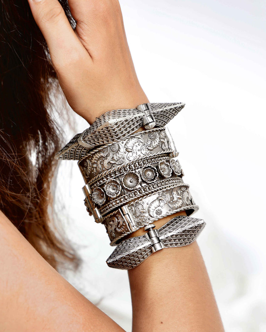 Ragini Silver Lookalike Bangle Stack