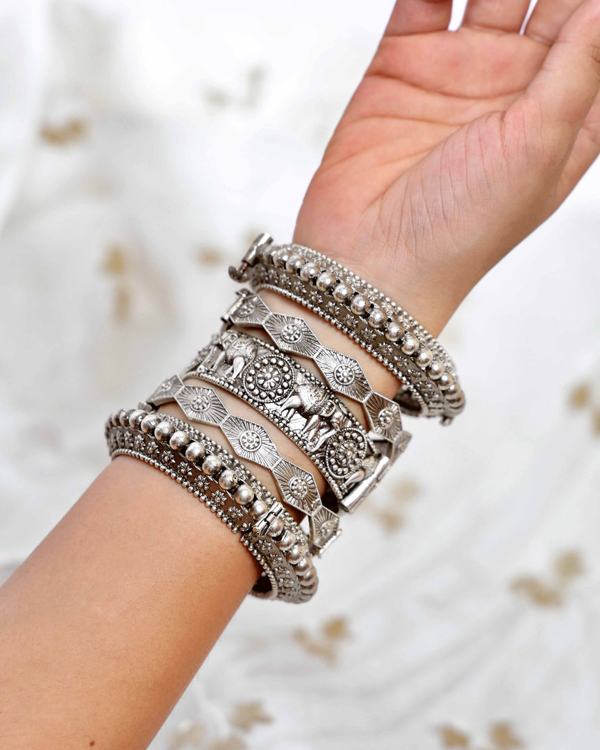 Vanshika Silver Lookalike Bangle Stack