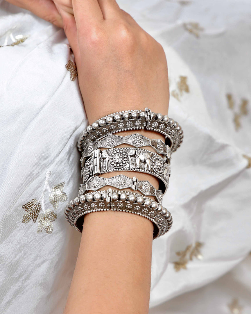 Vanshika Silver Lookalike Bangle Stack
