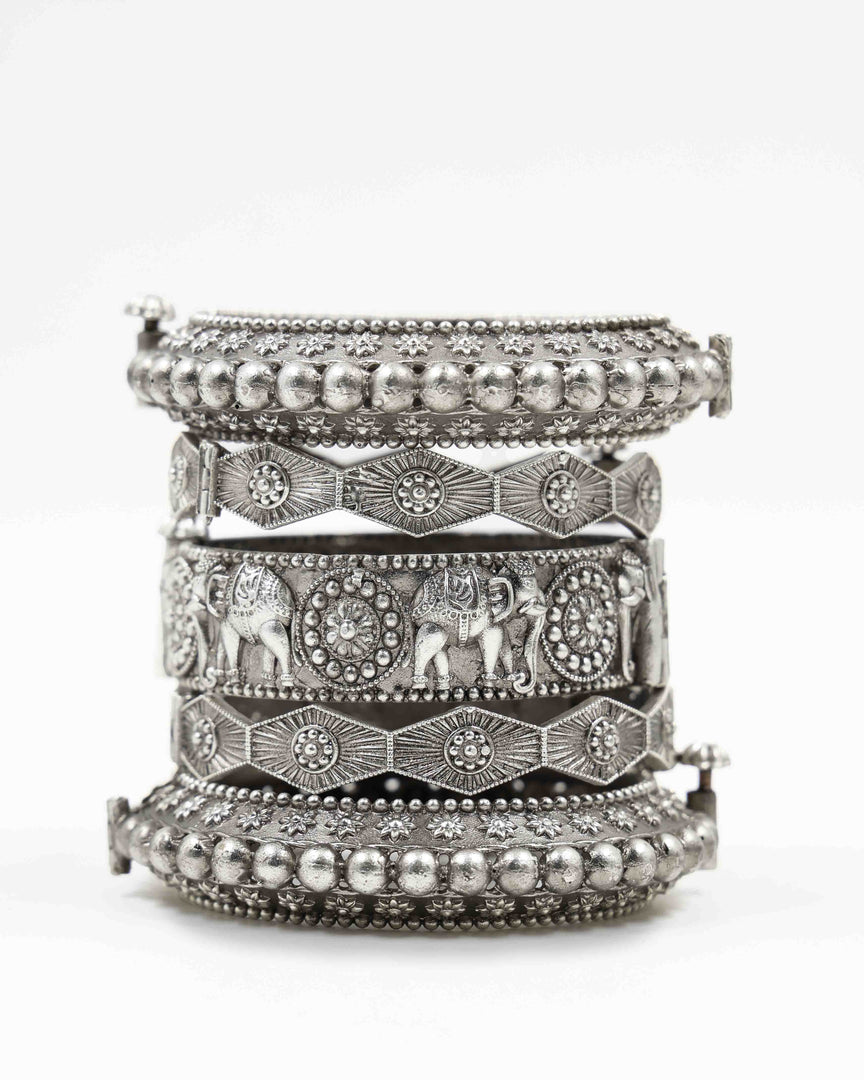 Vanshika Silver Lookalike Bangle Stack