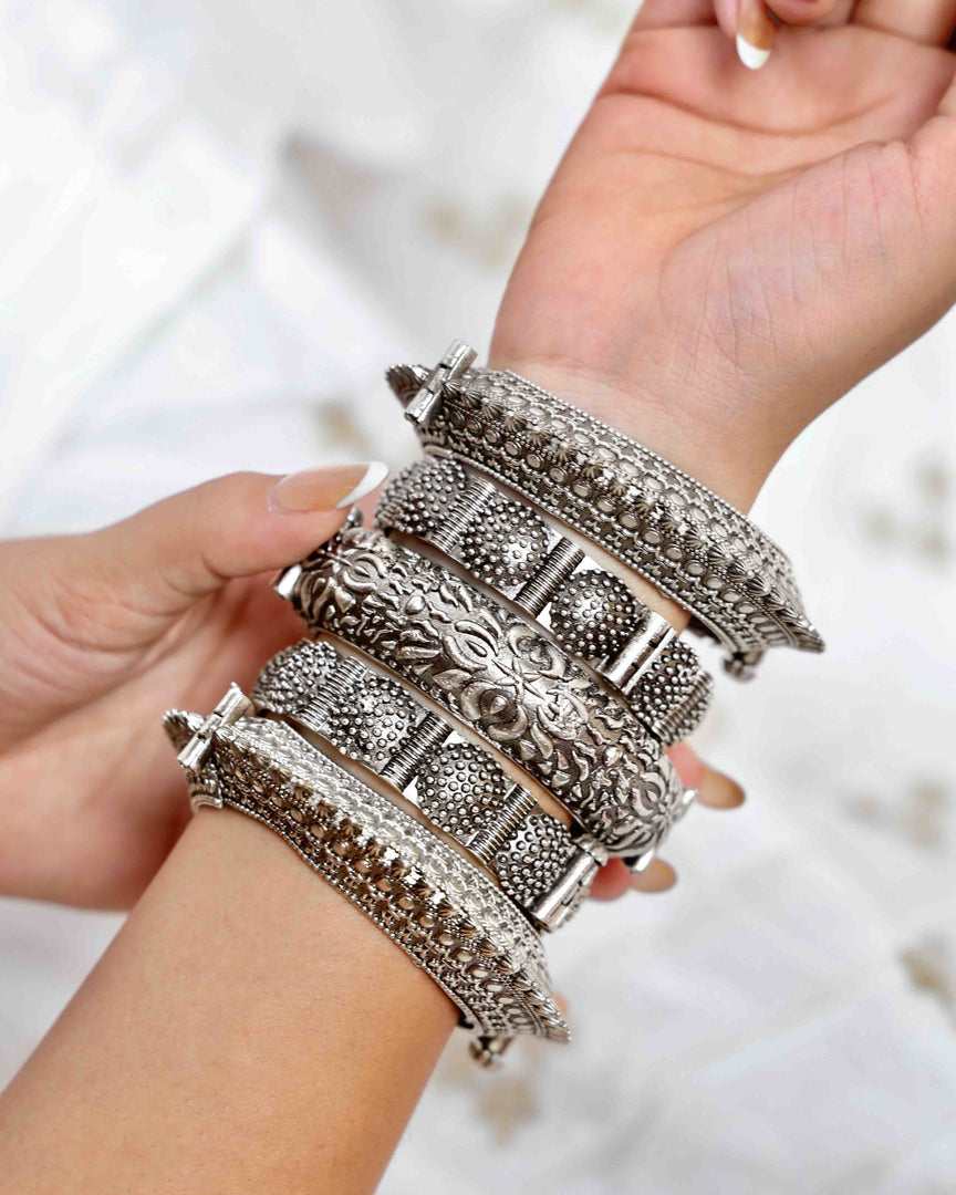 Riddhi Silver Lookalike Bangle Stack