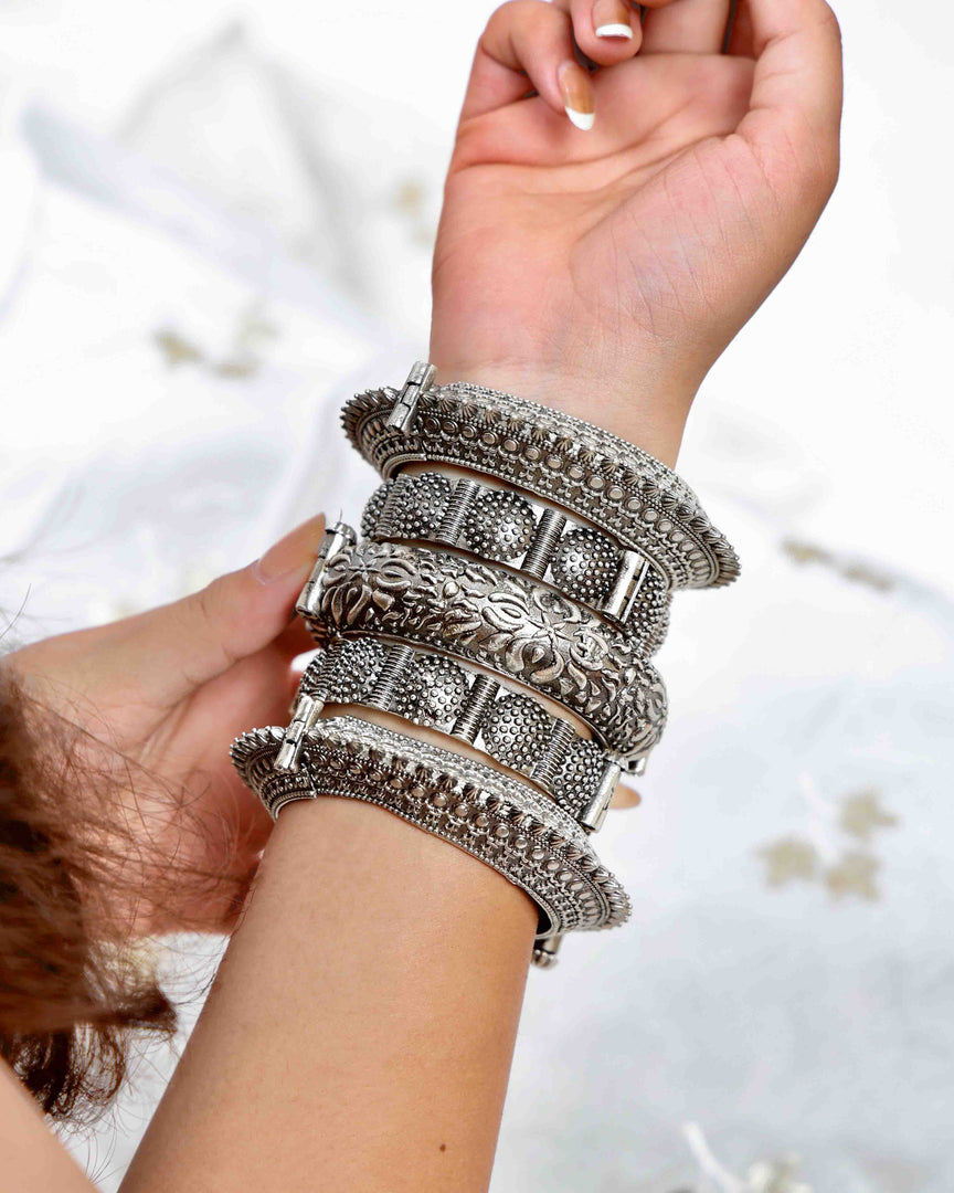Riddhi Silver Lookalike Bangle Stack