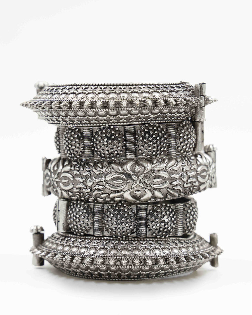 Riddhi Silver Lookalike Bangle Stack
