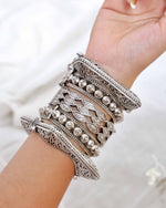 Load image into Gallery viewer, Aahna Silver Lookalike Bangle Stack