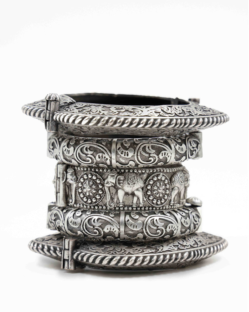 Swara Silver Lookalike Bangle Stack