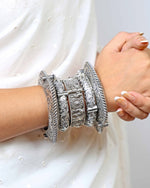 Load image into Gallery viewer, Swara Silver Lookalike Bangle Stack