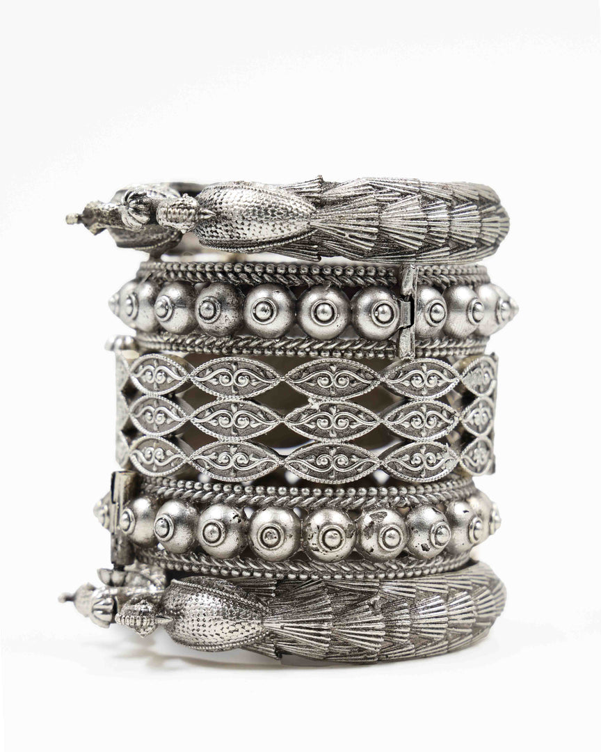 Mayuri Silver Lookalike Bangle Stack