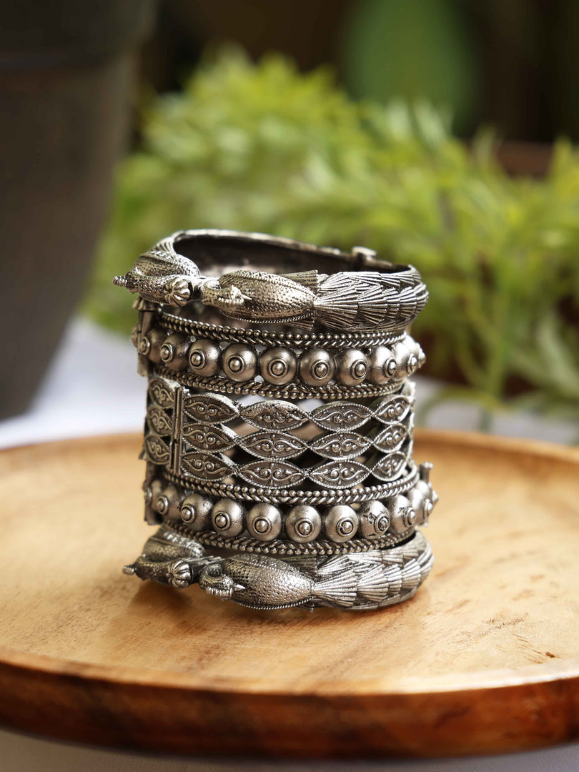 Mayuri Silver Lookalike Bangle Stack