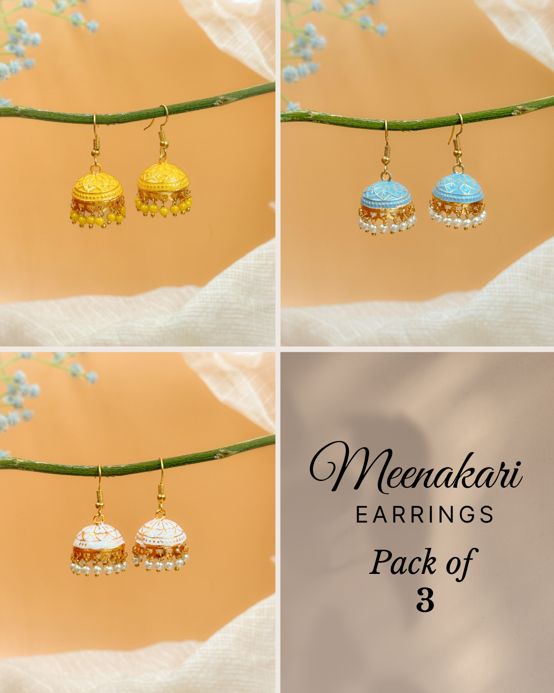 MEENAKARI JHUMKA PACK OF 3