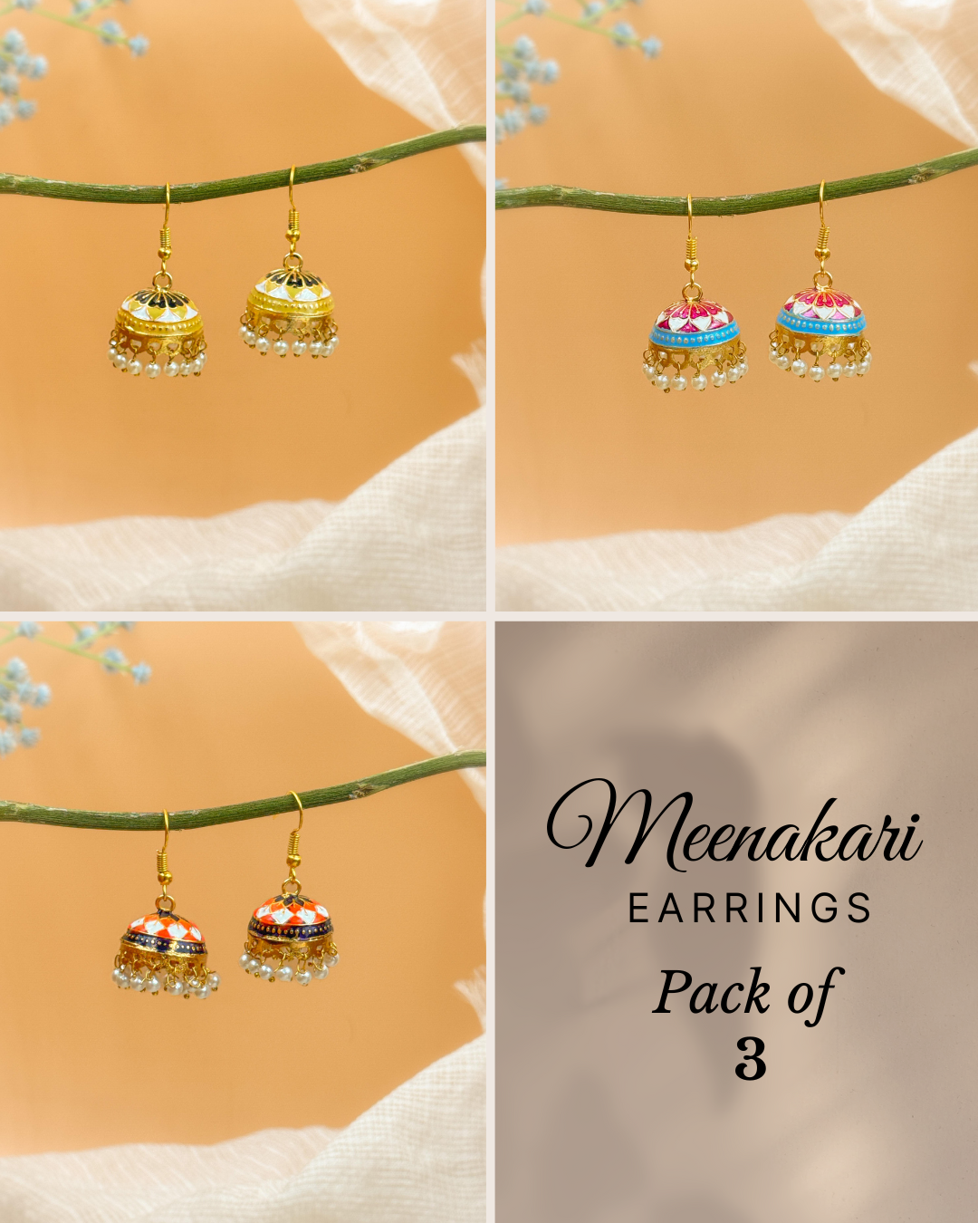 MEENAKARI JHUMKA PACK OF 3