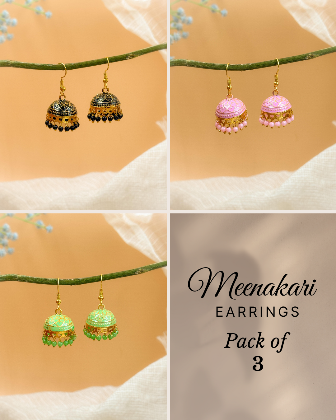 MEENAKARI JHUMKA PACK OF 3