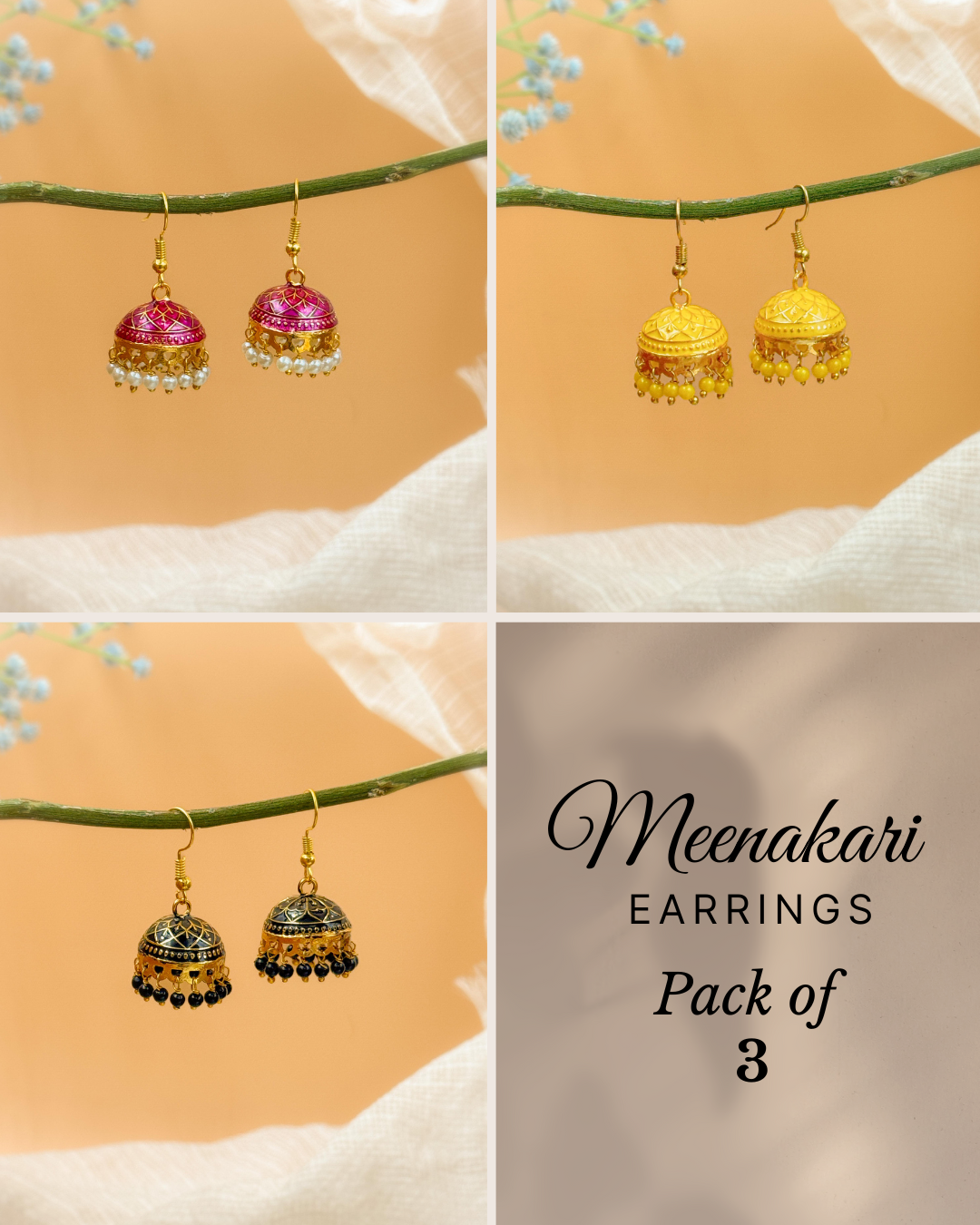 MEENAKARI JHUMKA PACK OF 3