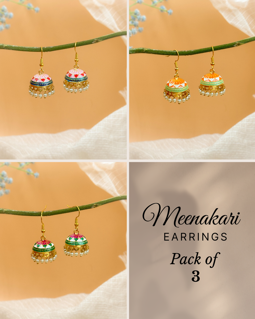 MEENAKARI JHUMKA PACK OF 3