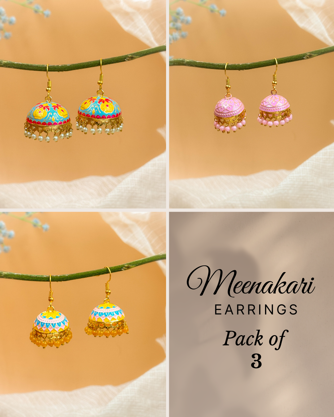 MEENAKARI JHUMKA PACK OF 3