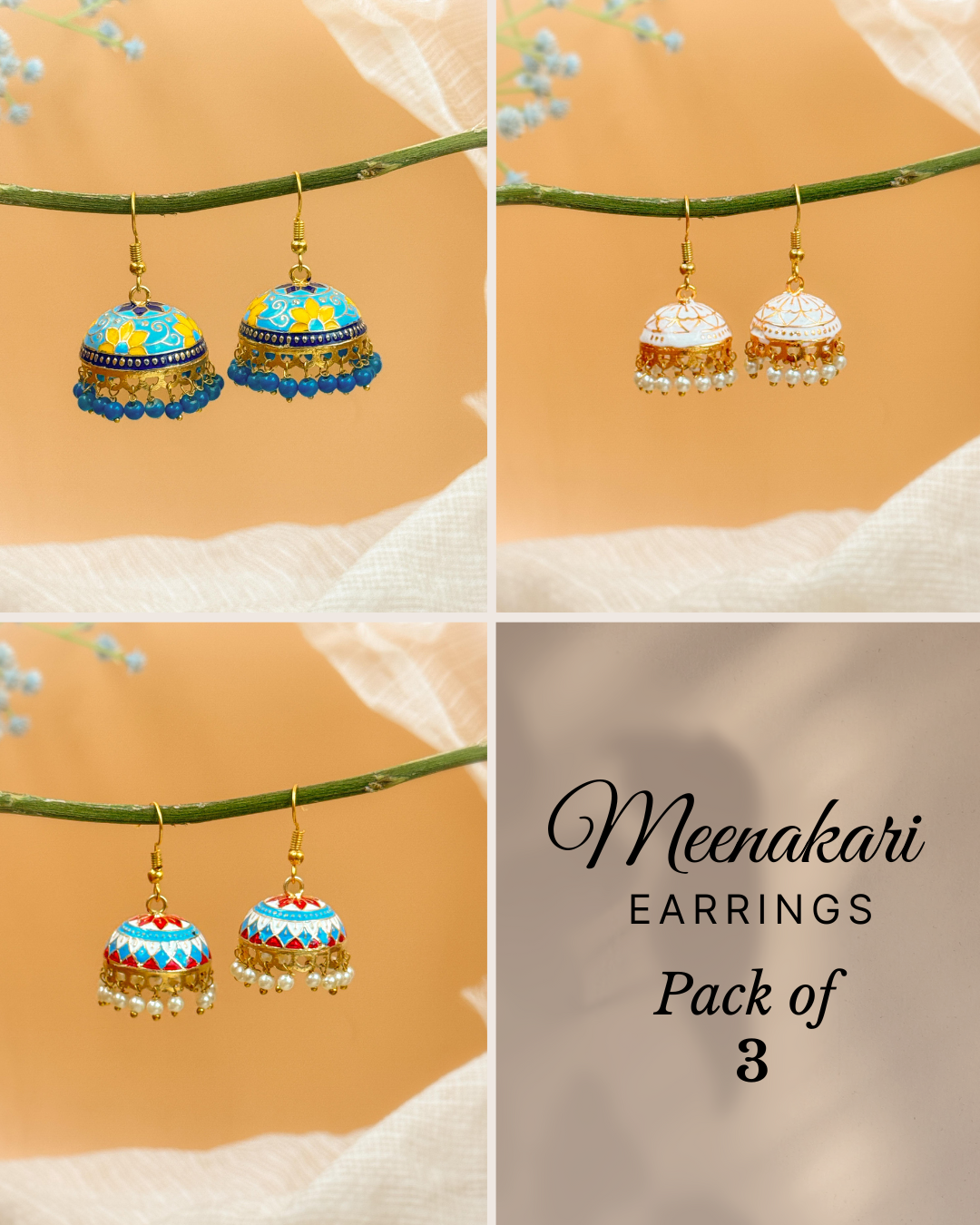 MEENAKARI JHUMKA PACK OF 3