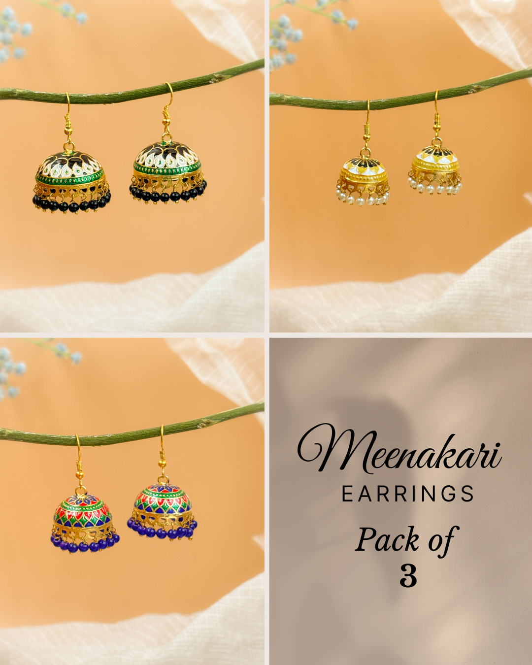 MEENAKARI JHUMKA PACK OF 3