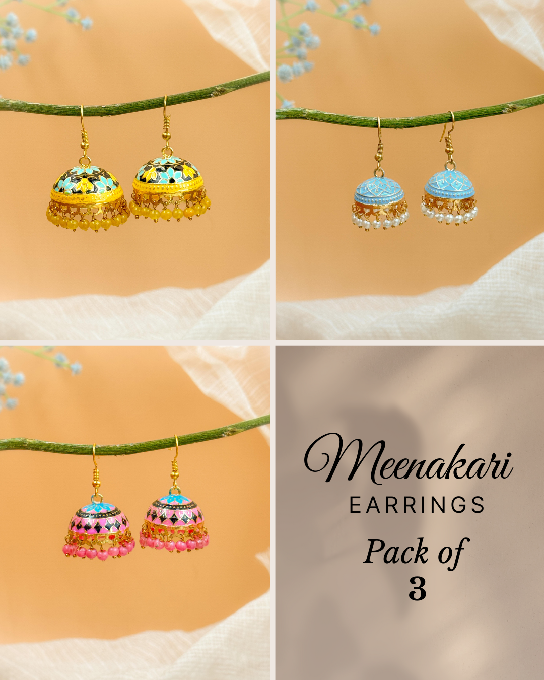 MEENAKARI JHUMKA PACK OF 3