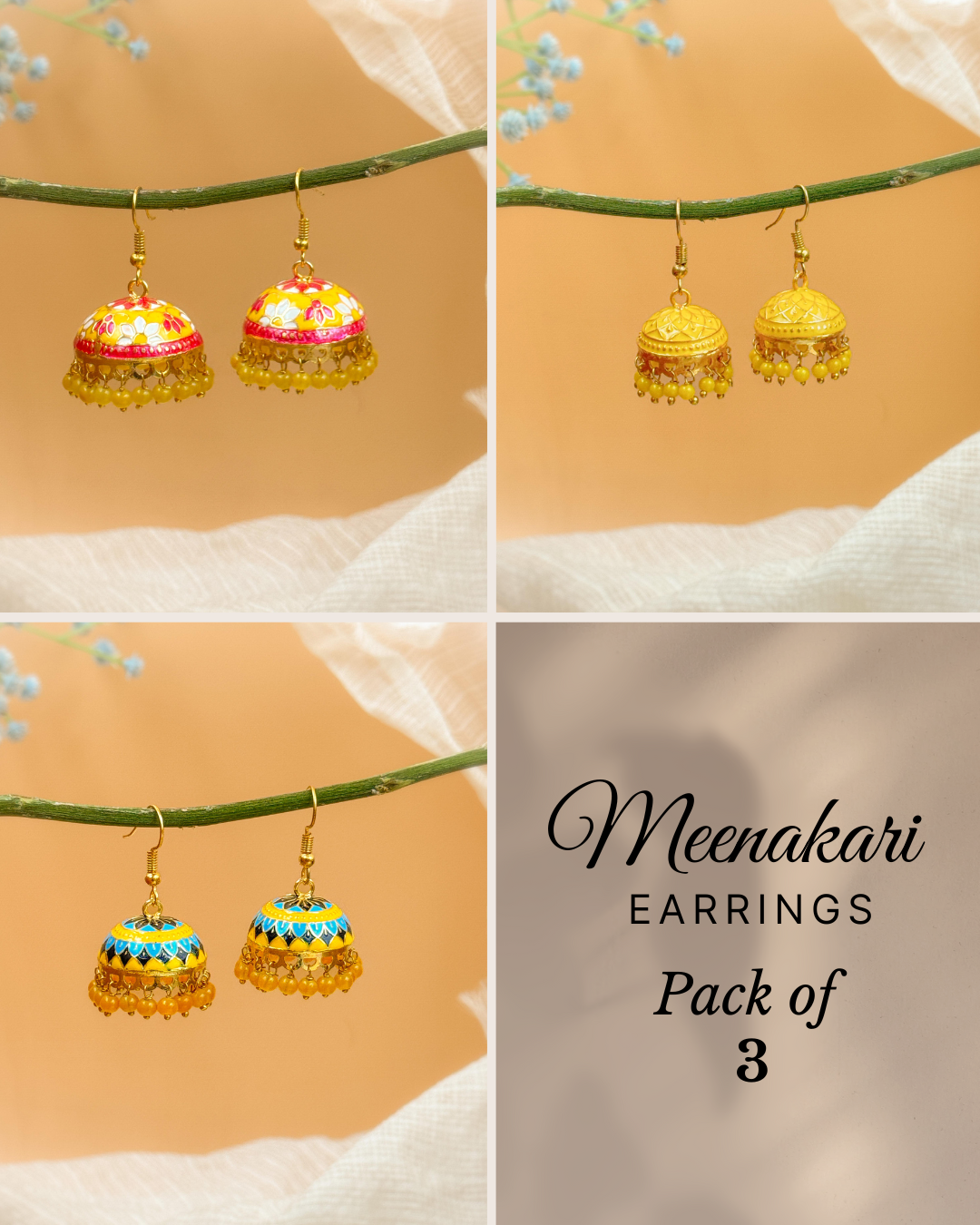 MEENAKARI JHUMKA PACK OF 3