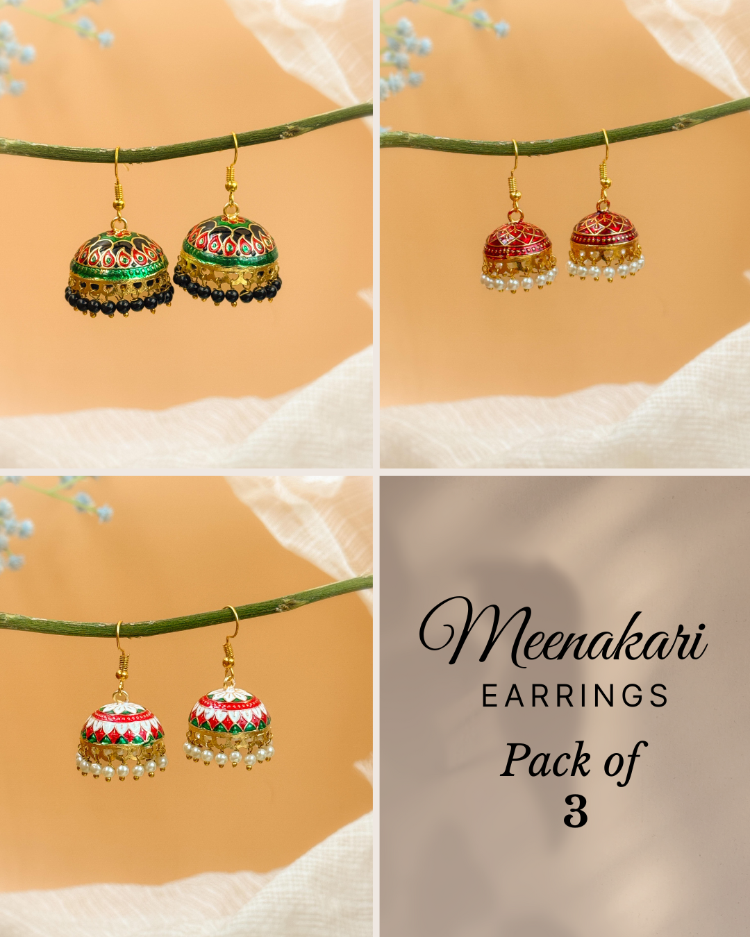 MEENAKARI JHUMKA PACK OF 3