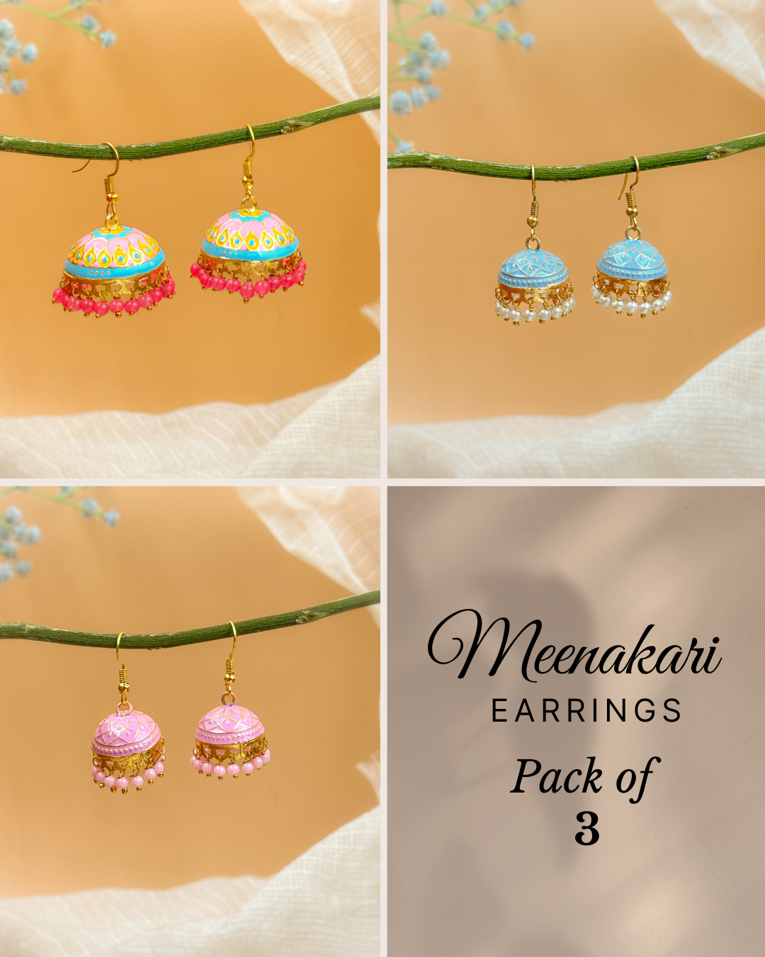 MEENAKARI JHUMKA PACK OF 3