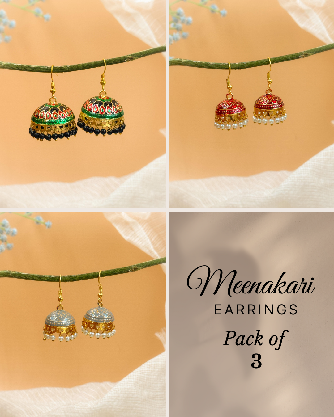 MEENAKARI JHUMKA PACK OF 3