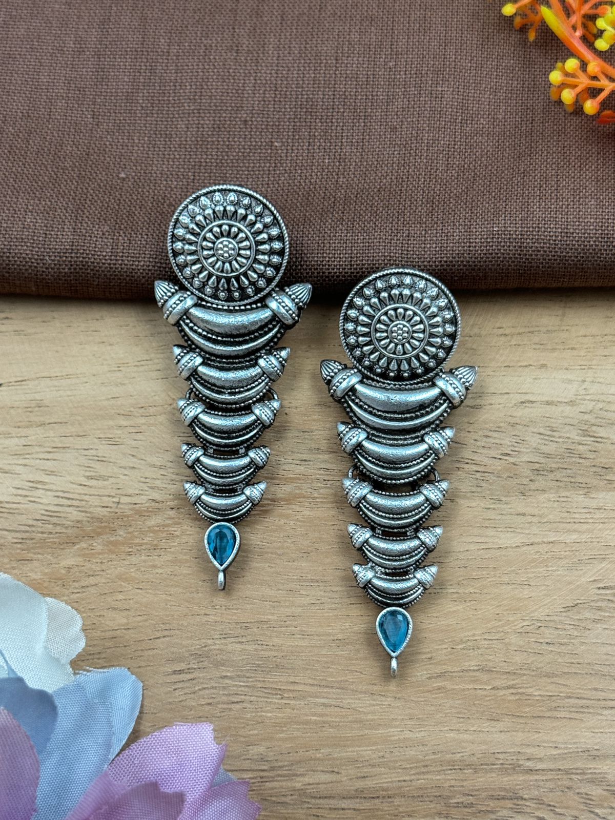 Ziva Oxidised SILVER DANGLER EARRINGS