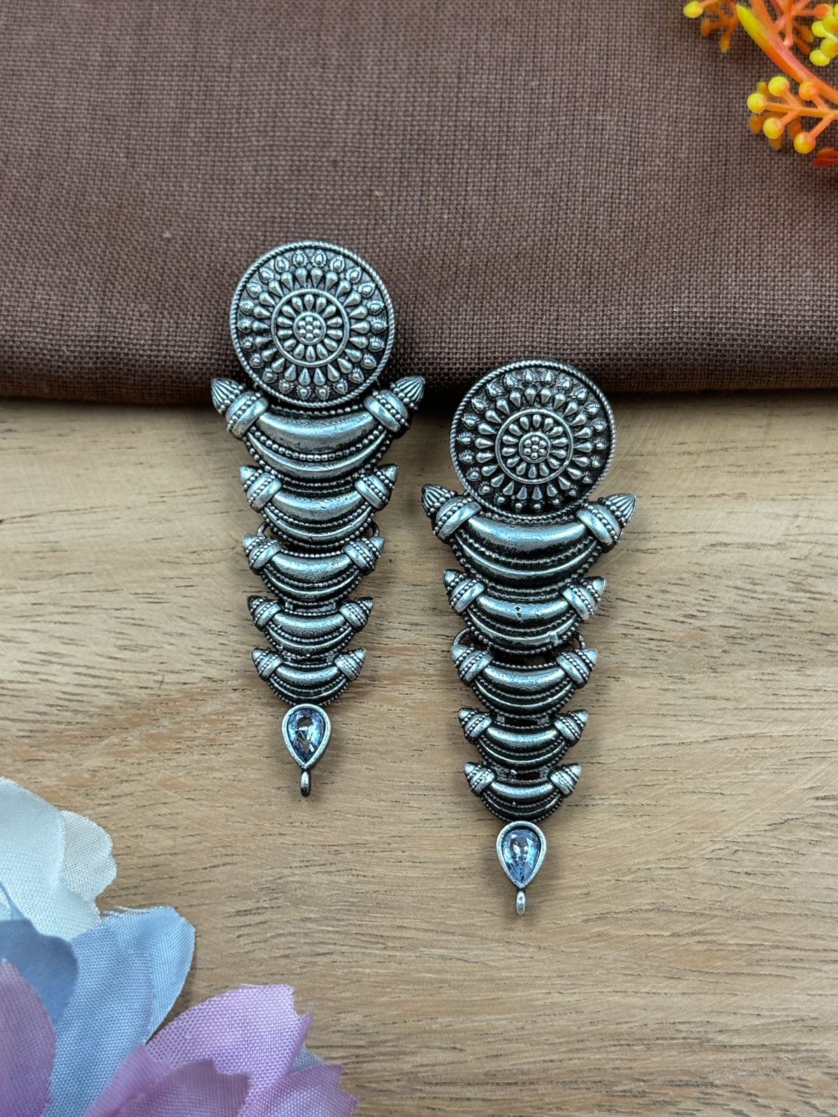 Ziva Oxidised SILVER DANGLER EARRINGS