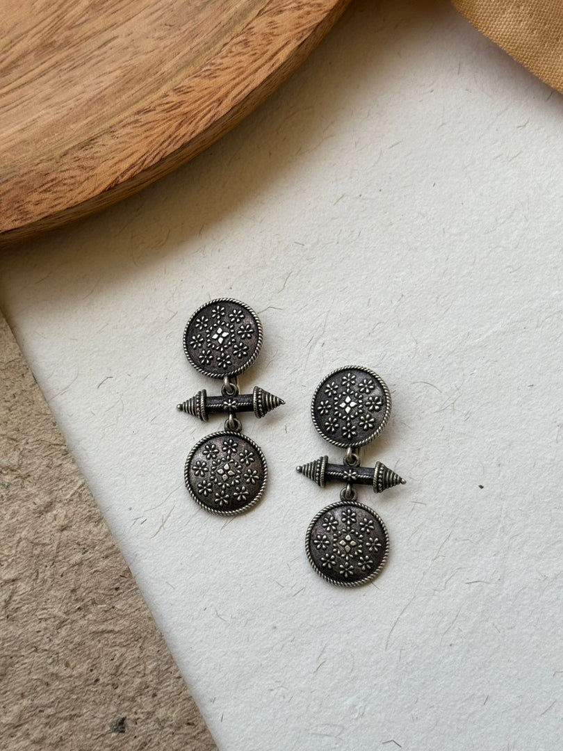 AALOKA SILVER LOOKALIKE DANGLER EARRINGS