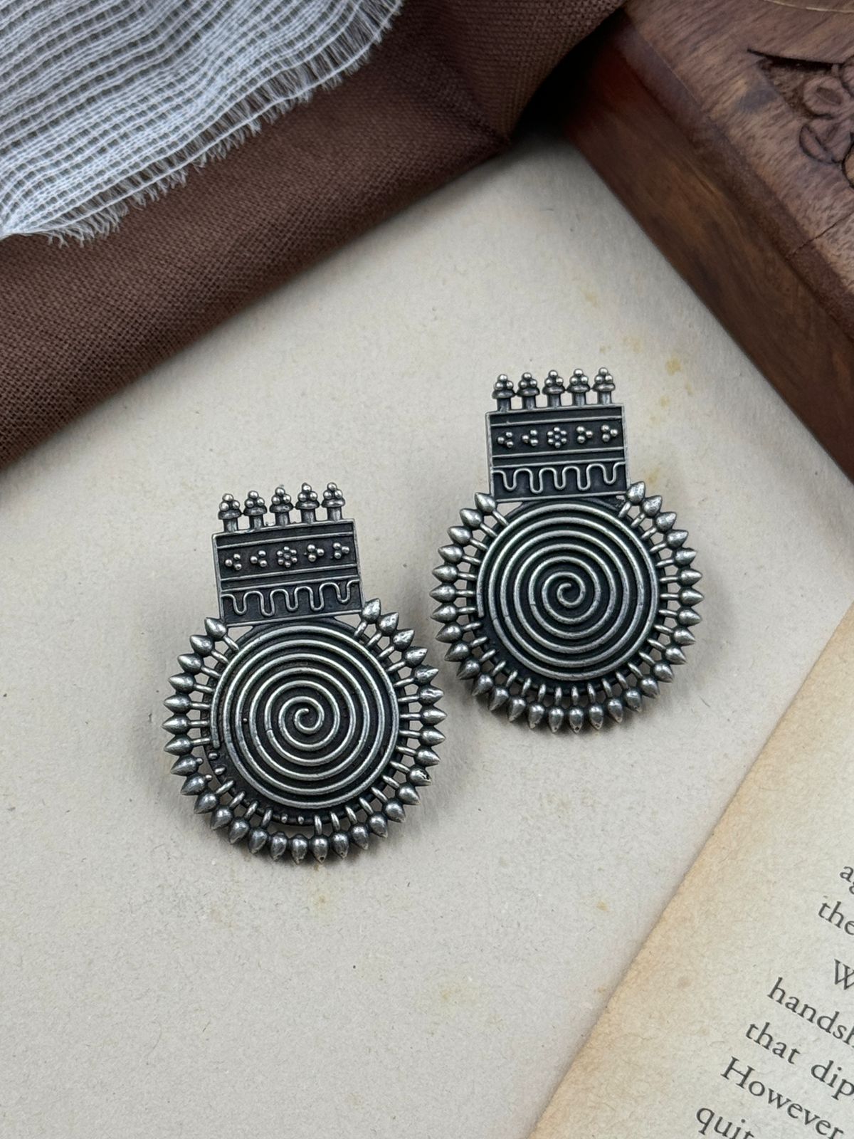 IMAARA OXIDISED STUDS EARRINGS