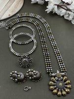 Load image into Gallery viewer, SABRINA 3 LINE DUAL TONE NECKLACE JEWELLERY SET COMBO