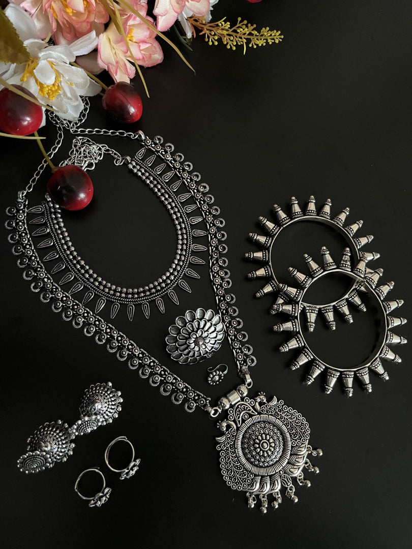 ZOYA SILVER OXIDISED JEWELLERY SET COMBO