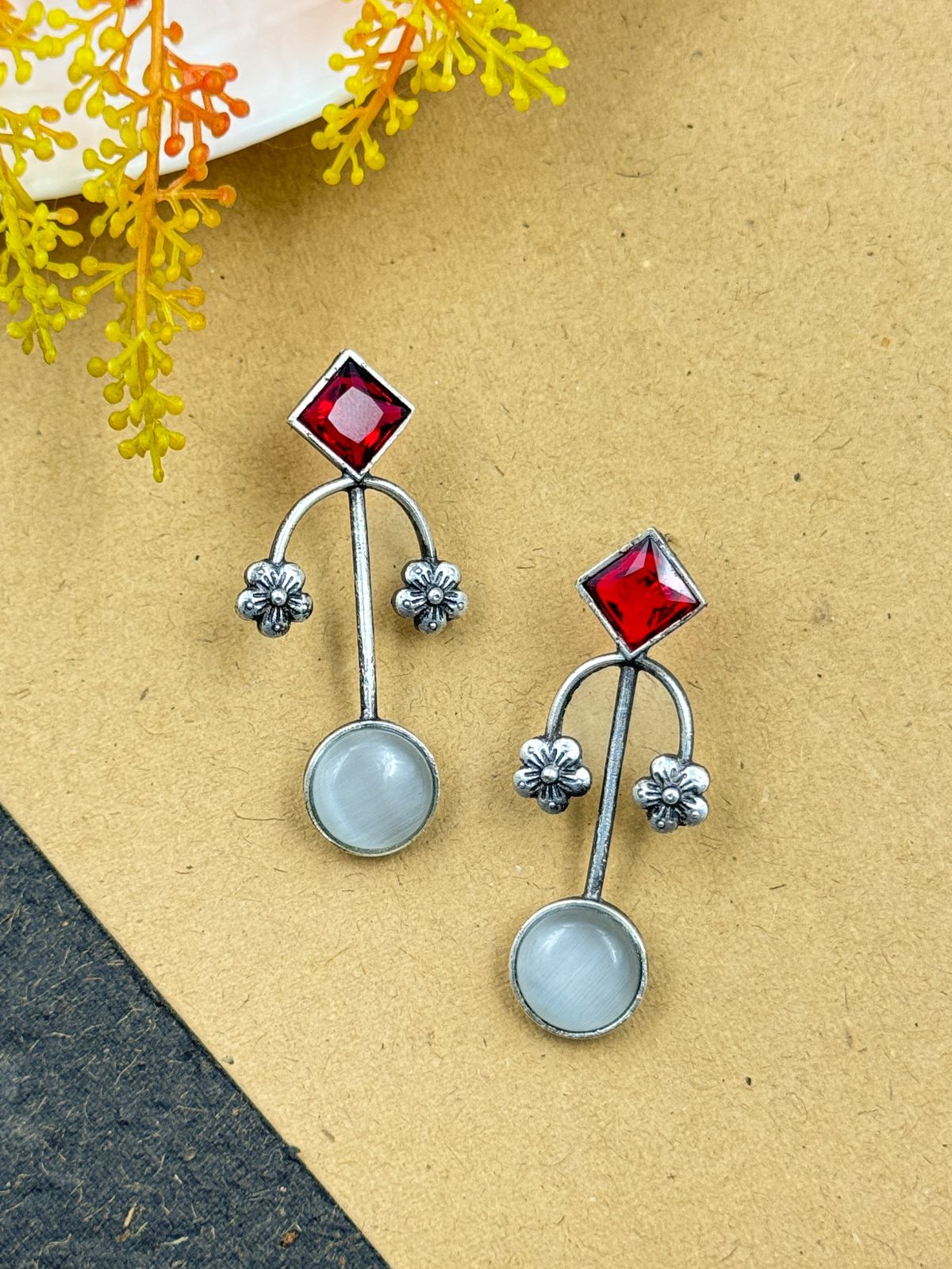 ZALAK OXIDISED STUDS EARRINGS