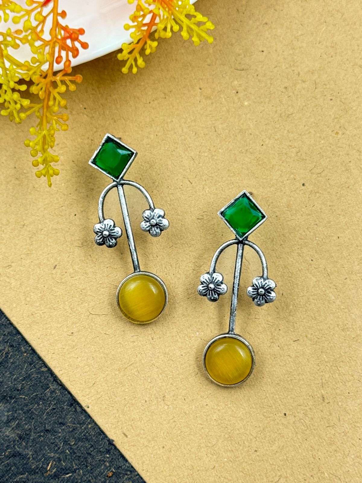 ZALAK OXIDISED STUDS EARRINGS