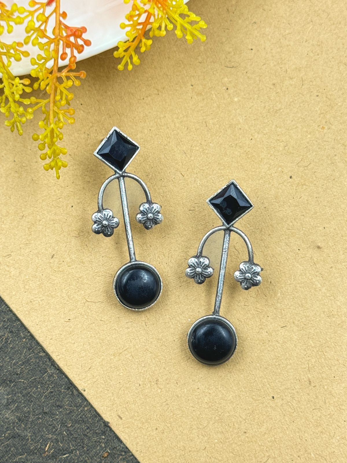 ZALAK OXIDISED STUDS EARRINGS