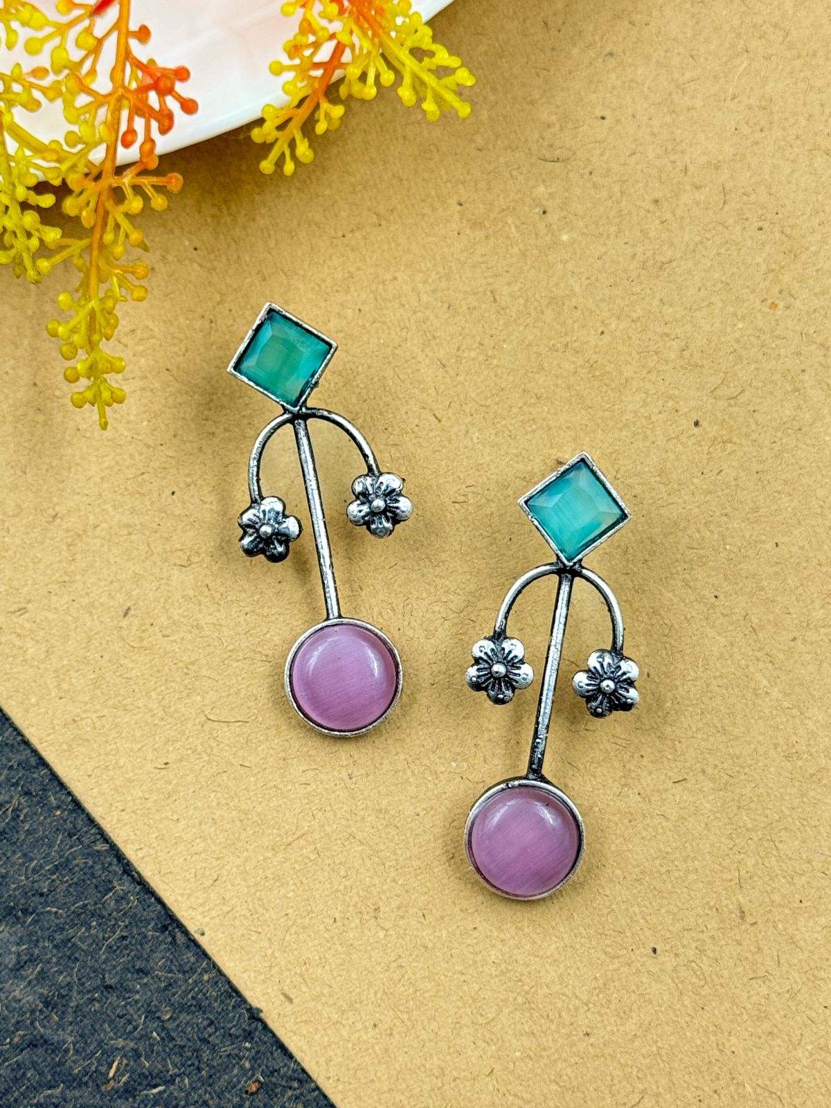 ZALAK OXIDISED STUDS EARRINGS