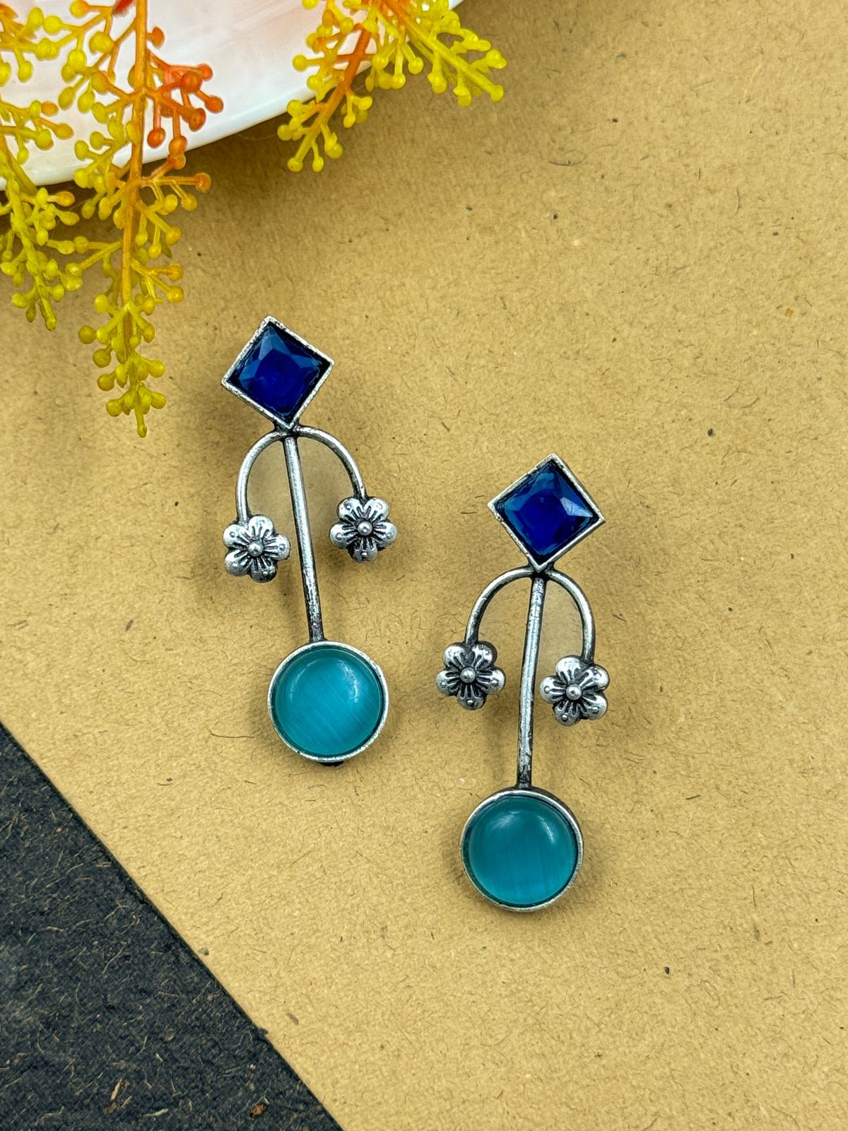 ZALAK OXIDISED STUDS EARRINGS