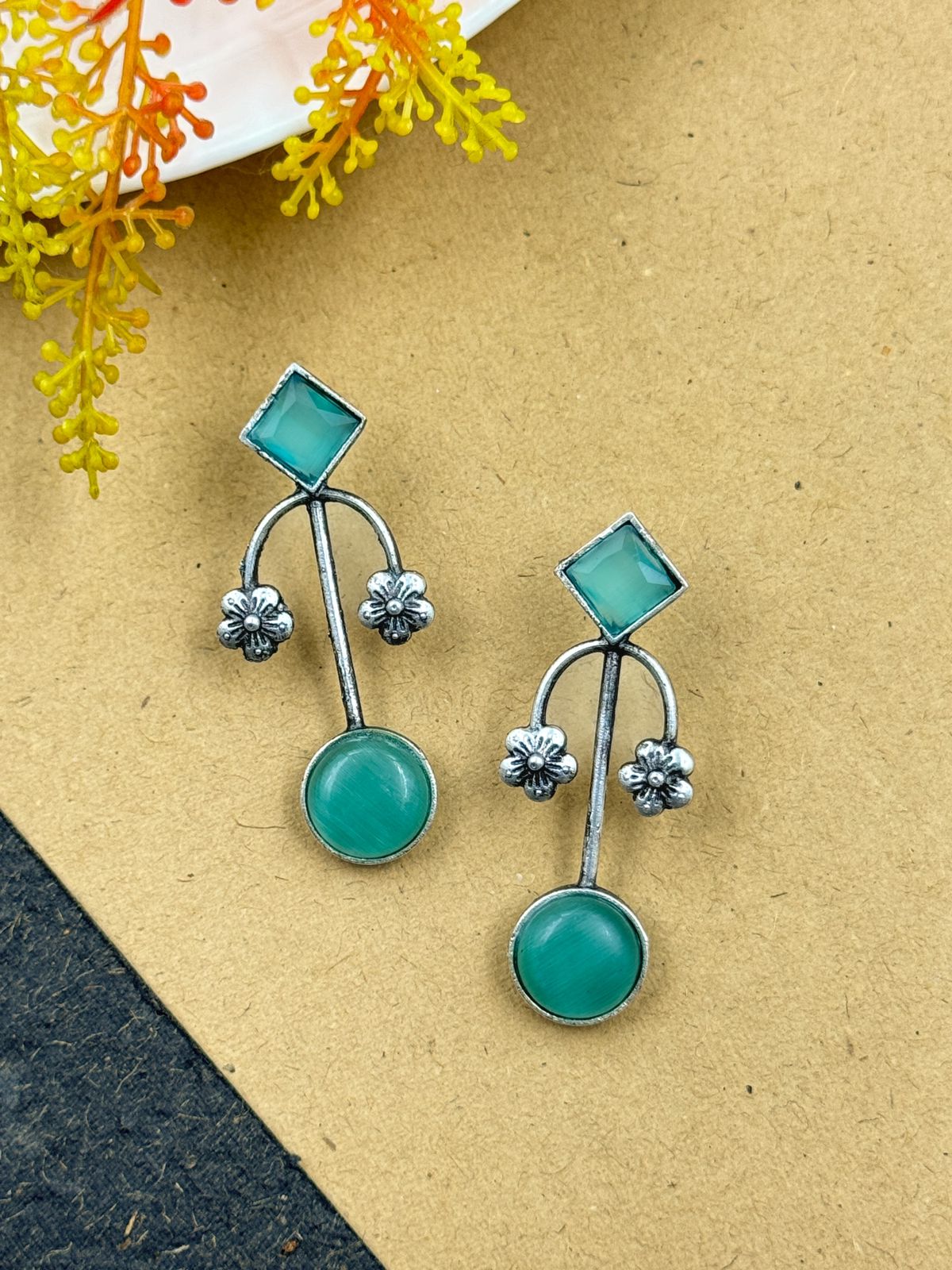 ZALAK OXIDISED STUDS EARRINGS