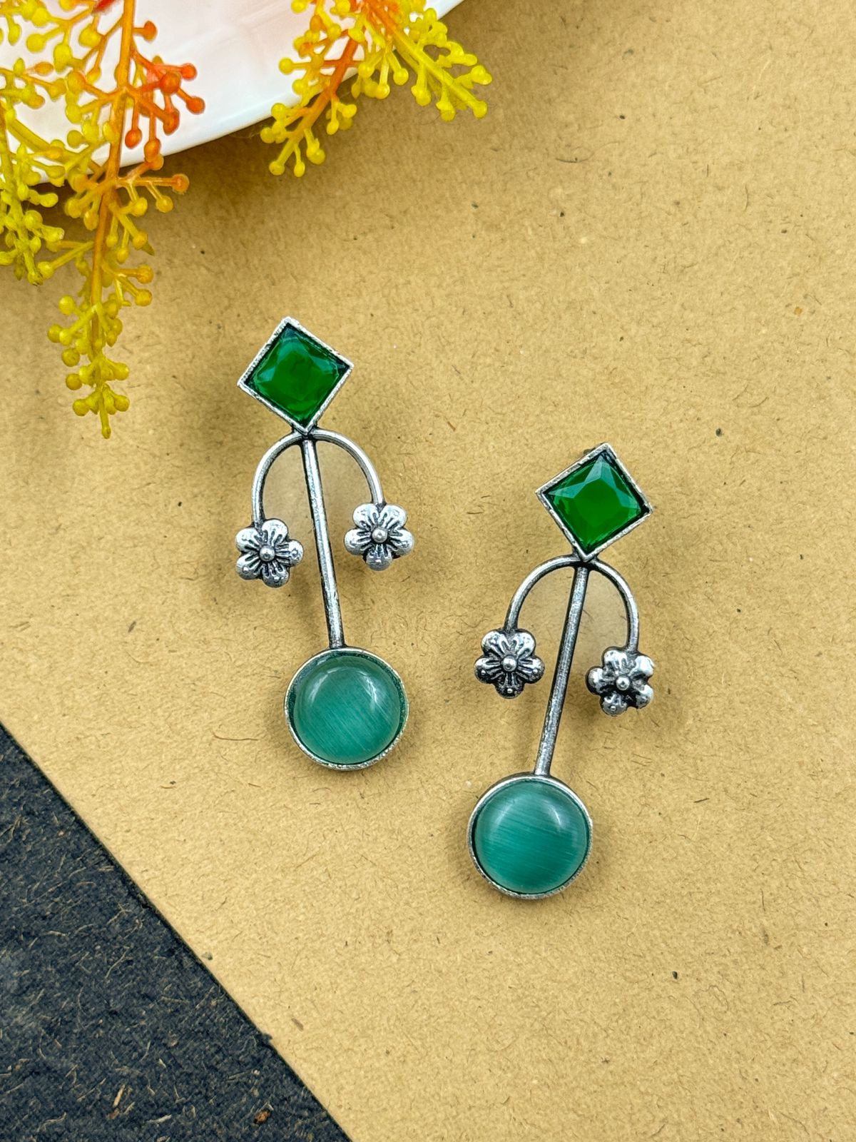 ZALAK OXIDISED STUDS EARRINGS