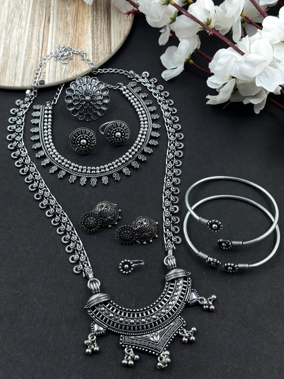 7 PIECE OXIDISED JEWELLERY SET COMBO