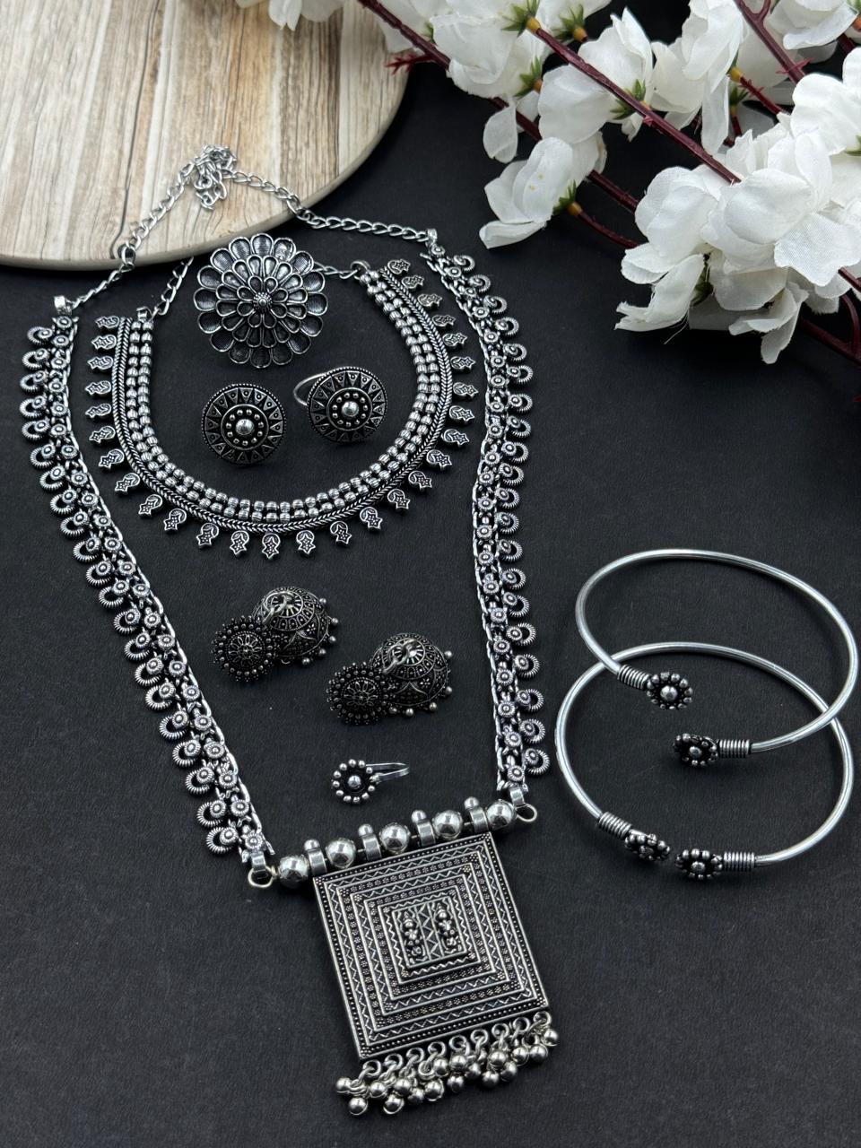 7 PIECE OXIDISED JEWELLERY SET COMBO