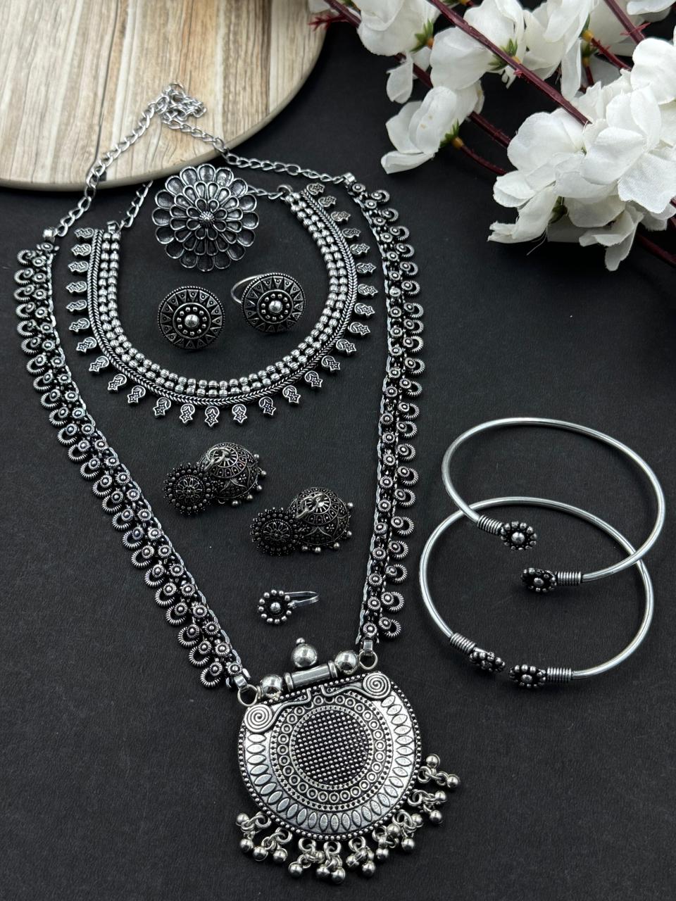 7 PIECE OXIDISED JEWELLERY SET COMBO