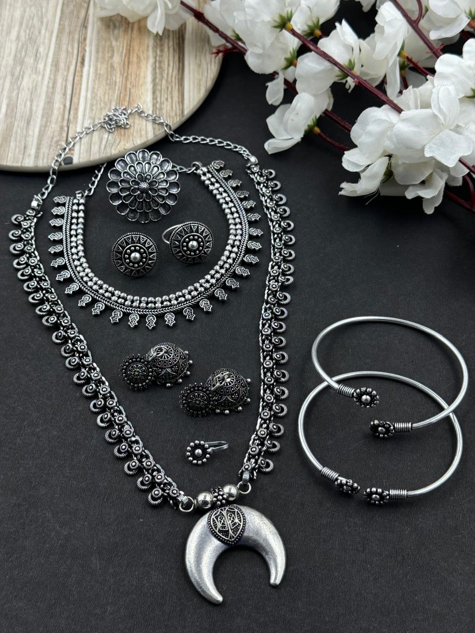 7 PIECE OXIDISED JEWELLERY SET COMBO