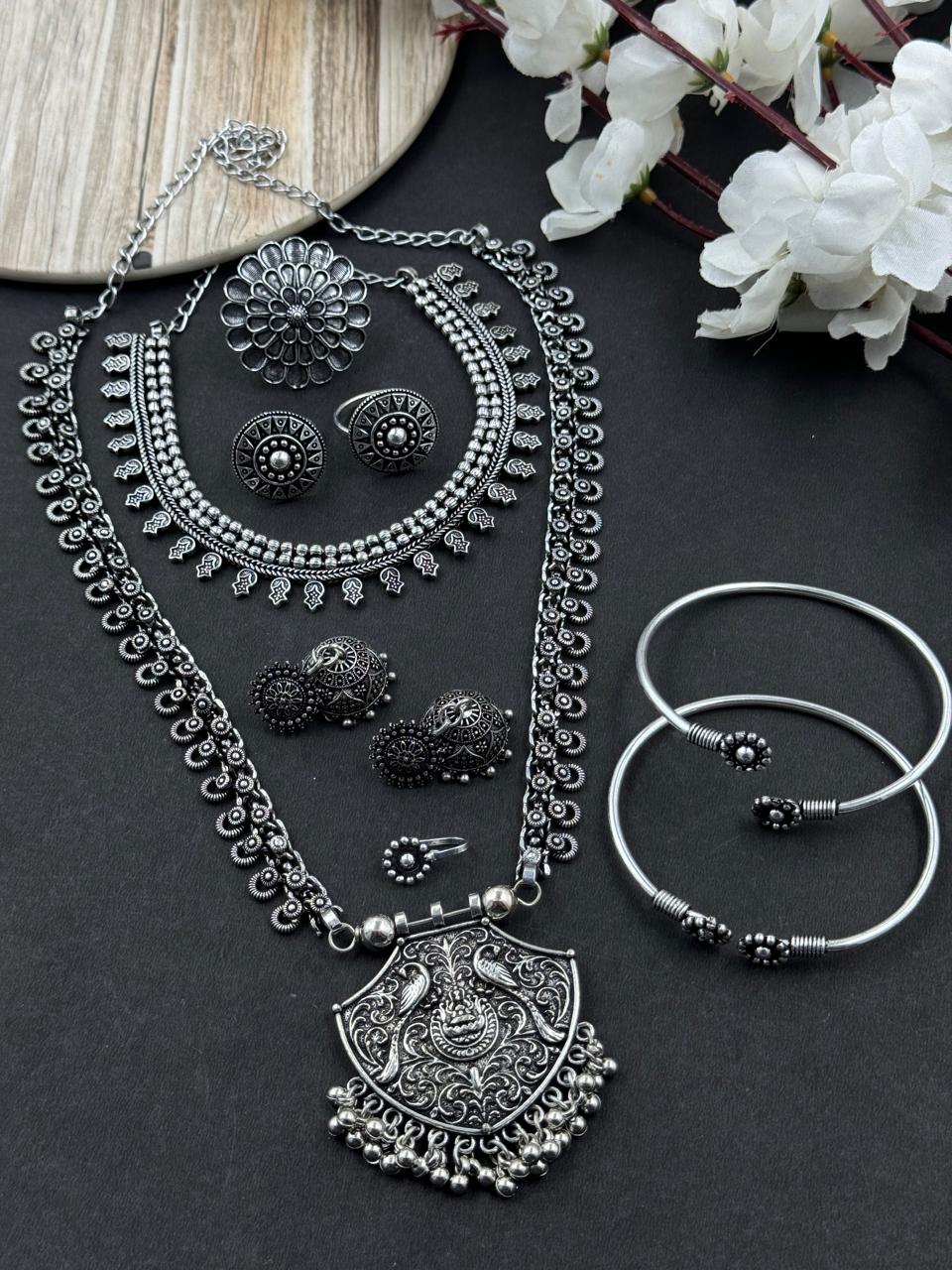 7 PIECE OXIDISED JEWELLERY SET COMBO