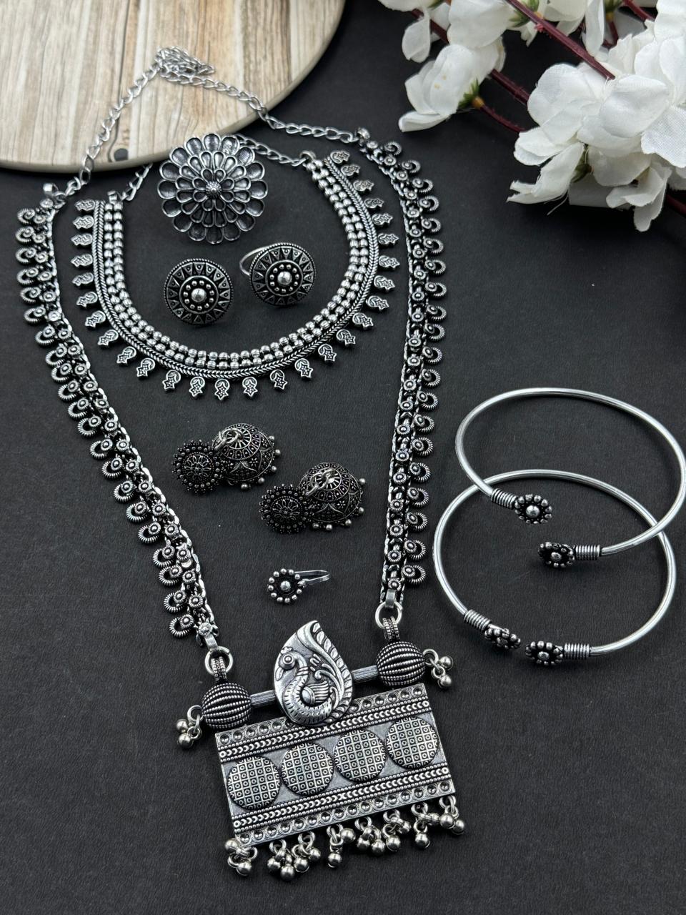 7 PIECE OXIDISED JEWELLERY SET COMBO