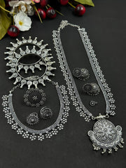 7 Piece Flower Oxidised Jewellery Set Combo